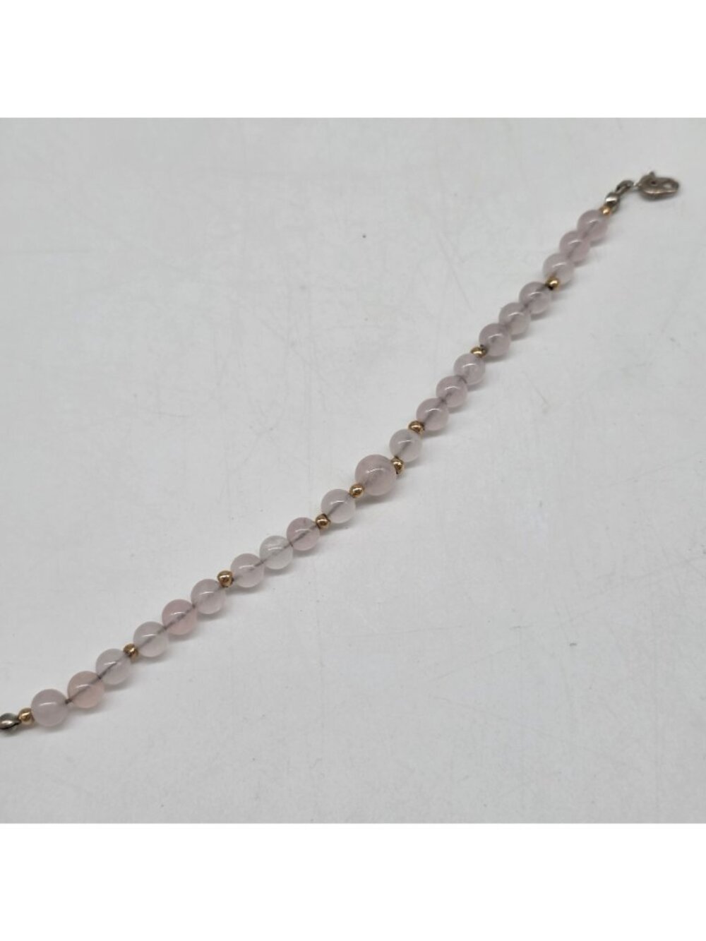 Rose Quartz Bracelet Gold Tone Beads With Lobster Clasp Closure - Picture 2 of 8